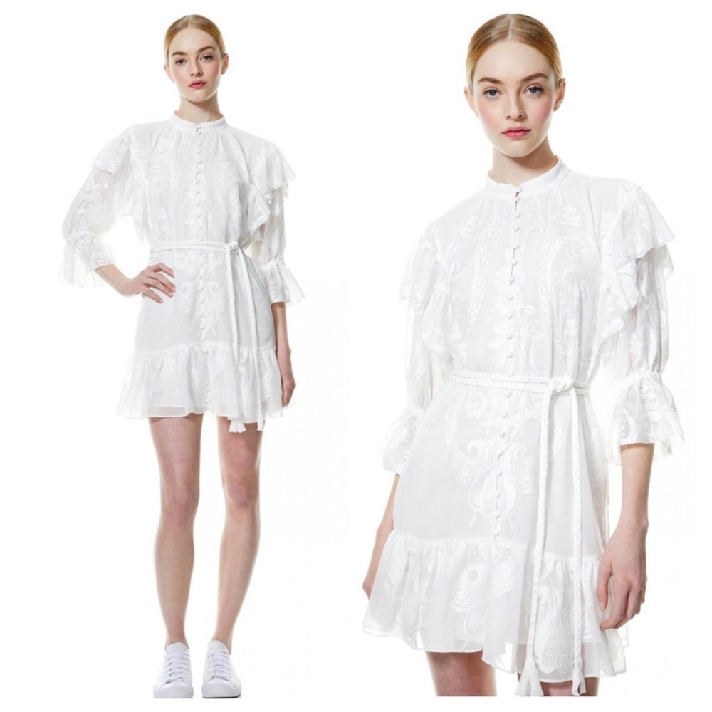 Alice + Olivia White Long Sleeve Dress
